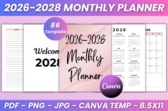 2026-2028 Monthly Planner Kdp Interior: A Versatile Template for Long-Term Planning