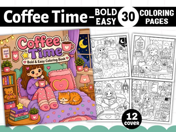 Coffee Time Story Coloring Book Pages