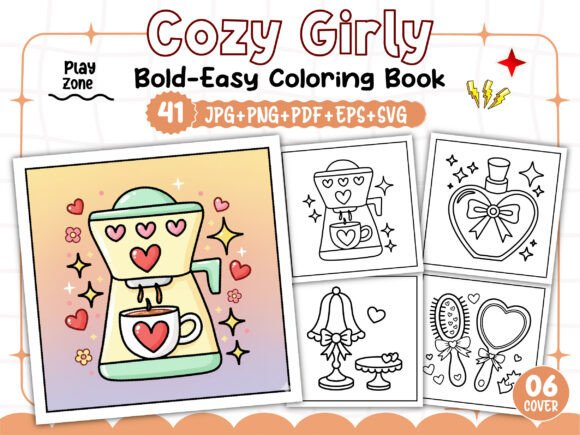 Cozy Girly Coloring Pages Bold and Easy