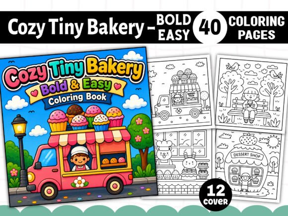 Cozy Tiny Bakery Bold Easy Coloring Book