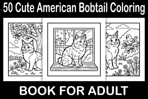 Cute American Bobtail Coloring Book for KDP