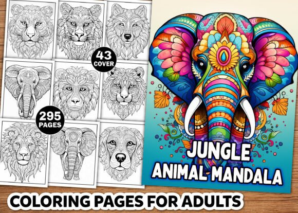 Jungle Animal Mandala Coloring Pages for Creative Book Interiors