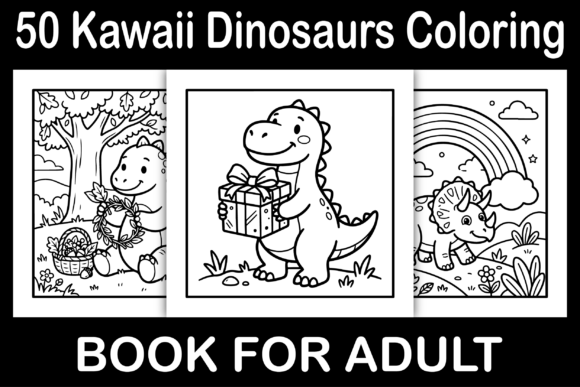 Kawaii Dinosaurs Coloring Book for Creative Publishing
