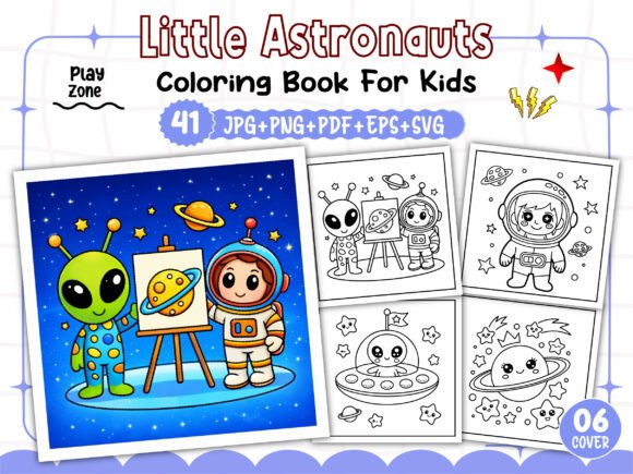 Little Astronauts Coloring Book for Kids