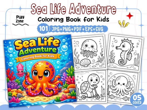 Sea Life Adventure Coloring Pages - Kids